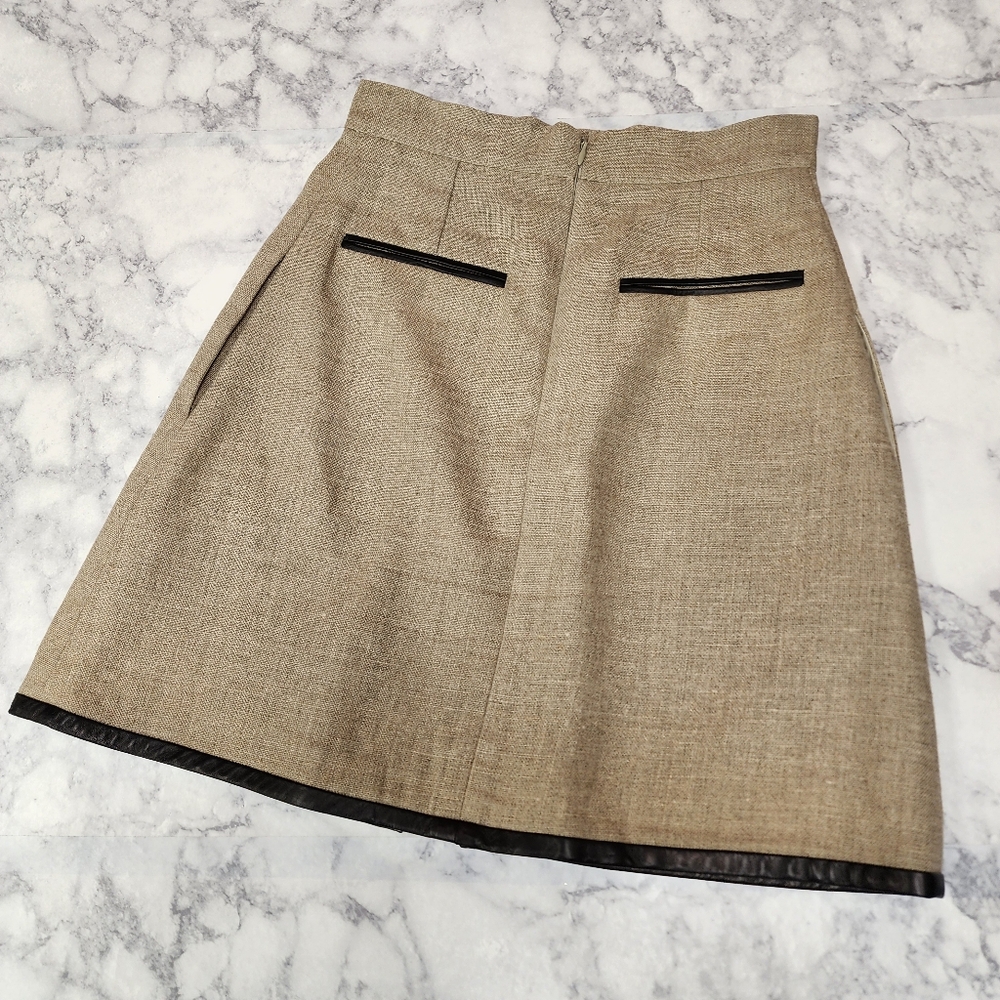 Celine Linen Leather Trim Skirt - Picture 4 of 14